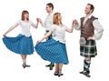 Two pair of dancers of Scottish dance Royalty Free Stock Photo