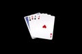 Two pair poker hand isolated on black background Royalty Free Stock Photo