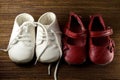 Two pairs of baby shoes Royalty Free Stock Photo