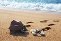 Two pairs of beach shoes Royalty Free Stock Photo