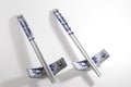 Two pairs of blue and white porcelain chopsticks