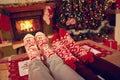 Two pairs of Christmas socks - concept