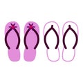 Two pairs of Colorful flip flops.Vector Illustration Royalty Free Stock Photo