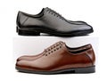 Two pairs of male classic shoes brown and black on