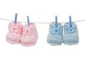 Two Pairs of Retro Baby Booties Royalty Free Stock Photo