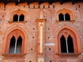 Two pairs of wonderful mullioned windows in the castle of Vigevano near Pavia in Lombardy (Italy) Royalty Free Stock Photo