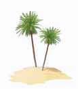 Two palms on island Royalty Free Stock Photo