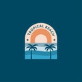 Two palms tropical beach logo Royalty Free Stock Photo