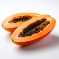 Papaya Fruit Product Photography On White Background
