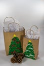 Decorated gift bags ready for Christmas Royalty Free Stock Photo