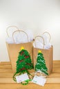 Two paper gift bags decorated for Christmas Royalty Free Stock Photo