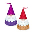 Two paper Santa Claus isolated on a white background. Flat vector