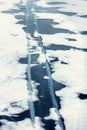 Two parallel cracks in an annual ice