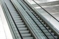 Two parallel escalator closeup