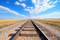 two parallel railway tracks disappearing into the horizon