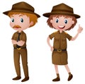 Two park rangers in brown uniform
