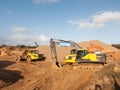 Two parked industry construction quarry truck and digger Royalty Free Stock Photo