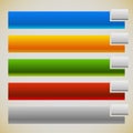 Two part banners, buttons with intersecting rectangles. 5 colors