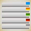 Two part banners, buttons with intersecting rectangles. 5 colors