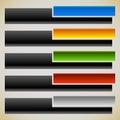 Two part banners, buttons with intersecting rectangles. 5 colors