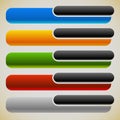 Two part banners, buttons with intersecting rectangles. 5 colors