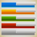 Two part banners, buttons with intersecting rectangles. 5 colors