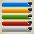 Two part banners, buttons with intersecting rectangles. 5 colors