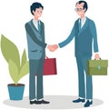 Two partners shake hands as result of agreement. Successful cooperation. Happy businessman Royalty Free Stock Photo