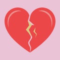 Two parts of broken heart. Heartbreak symbol. Simple flat vector style clip art illustration. Royalty Free Stock Photo