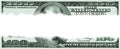 Two parts of torn paper currencies by a face value one hundred dollars of the USA. Text banner Royalty Free Stock Photo