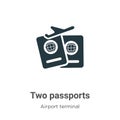 Two passports vector icon on white background. Flat vector two passports icon symbol sign from modern airport terminal collection