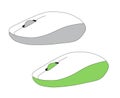 two pc computer mouse simple flat style icon picture of grey mouse and green mouse vector illustration isolated white background Royalty Free Stock Photo