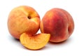 Two Peach and sliced peach Royalty Free Stock Photo