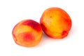 Two peaches isolated on white backgraund. Aromatic fruit Royalty Free Stock Photo