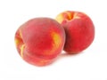 Two peaches isolated on white background, closeup Royalty Free Stock Photo