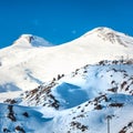 Two peaks of Elbrus mountain in snow Royalty Free Stock Photo