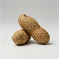 two peanuts in shells, leaning against each other Royalty Free Stock Photo