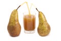 Two pears and a glass of pear juice. Royalty Free Stock Photo