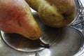 Pears on a silver plate still life design