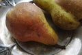 Pears on a silver plate still life design