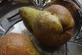 Pears on a silver plate still life design