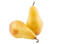 Two pears one stands another lies on a white isolated background Royalty Free Stock Photo