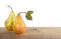 Two pears on a plank Royalty Free Stock Photo