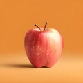 two pedicel red apple on a orange background Royalty Free Stock Photo