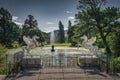 Two pegasus statues and fountain in the pond, Powerscourt gardens, Ireland Royalty Free Stock Photo