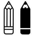 Education icons, pencil illustrations, outline and silhouette versions Royalty Free Stock Photo