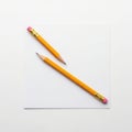 Two pencils with pink erasers lying on a white surface Royalty Free Stock Photo
