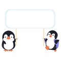Two Penguin holding sign vector Royalty Free Stock Photo