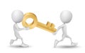 Two people carried a golden key Royalty Free Stock Photo
