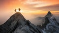 Two people are climbing a mountain Royalty Free Stock Photo